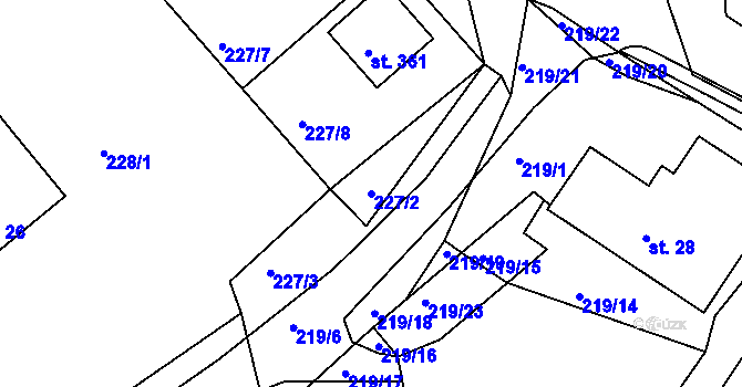 Parcela st. 227/2 v KÚ Kunčice u Letohradu, Katastrální mapa