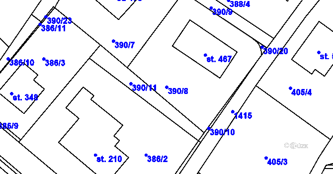Parcela st. 390/8 v KÚ Kunčice u Letohradu, Katastrální mapa