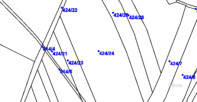 Parcela st. 424/24 v KÚ Kunčice u Letohradu, Katastrální mapa