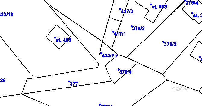 Parcela st. 433/25 v KÚ Kunčice u Letohradu, Katastrální mapa