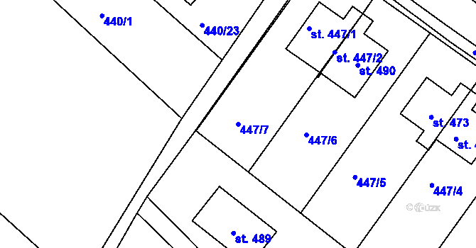 Parcela st. 447/7 v KÚ Kunčice u Letohradu, Katastrální mapa