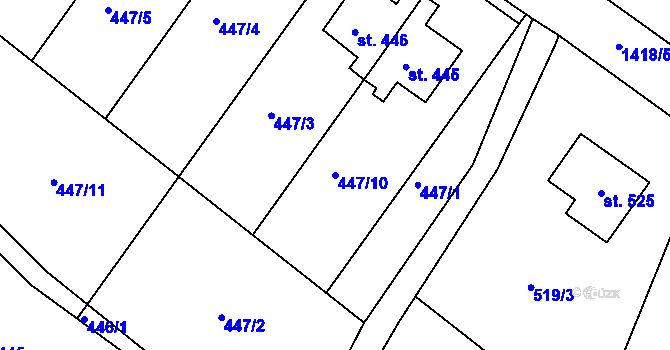 Parcela st. 447/10 v KÚ Kunčice u Letohradu, Katastrální mapa