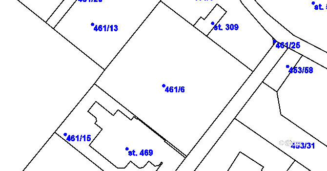 Parcela st. 461/6 v KÚ Kunčice u Letohradu, Katastrální mapa