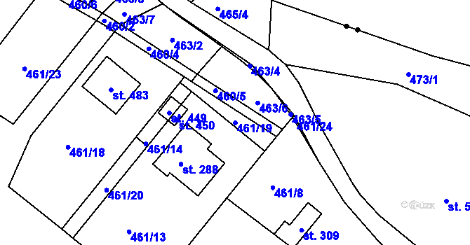 Parcela st. 461/19 v KÚ Kunčice u Letohradu, Katastrální mapa