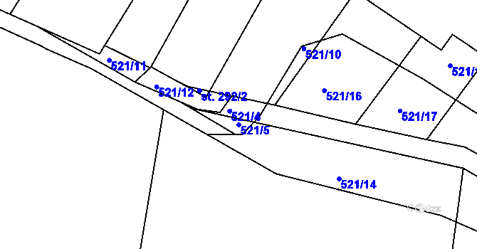 Parcela st. 521/5 v KÚ Kunčice u Letohradu, Katastrální mapa