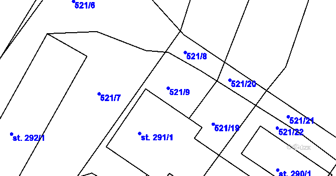Parcela st. 521/9 v KÚ Kunčice u Letohradu, Katastrální mapa