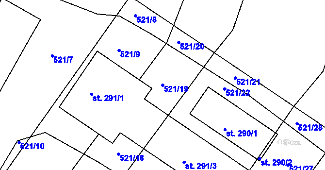 Parcela st. 521/19 v KÚ Kunčice u Letohradu, Katastrální mapa