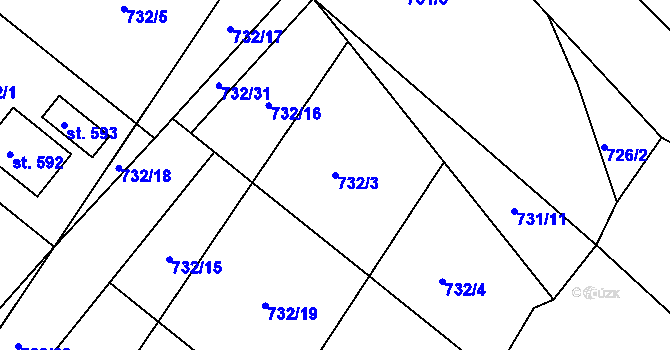 Parcela st. 732/3 v KÚ Kunčice u Letohradu, Katastrální mapa