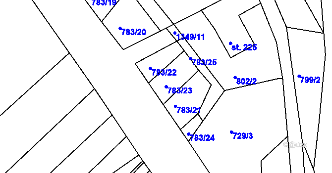 Parcela st. 783/23 v KÚ Kunčice u Letohradu, Katastrální mapa