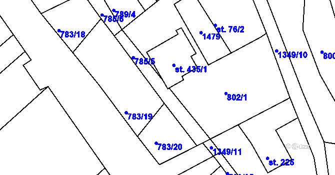 Parcela st. 435/2 v KÚ Kunčice u Letohradu, Katastrální mapa