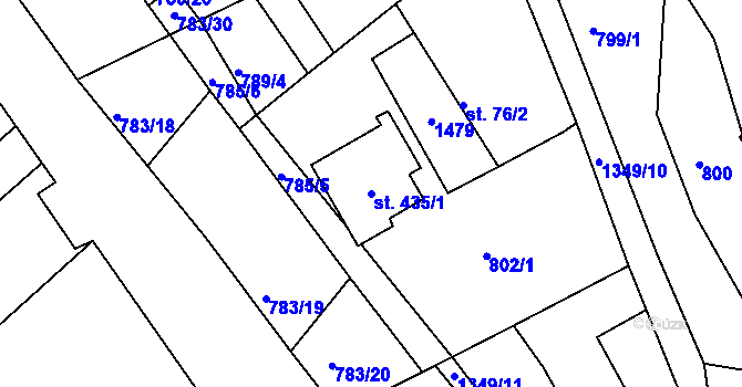 Parcela st. 435/1 v KÚ Kunčice u Letohradu, Katastrální mapa