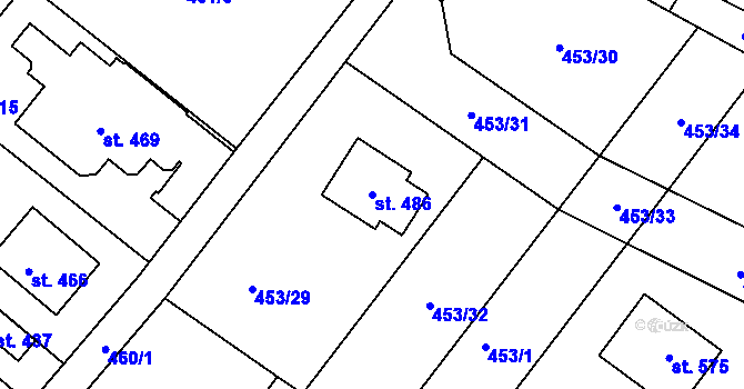 Parcela st. 486 v KÚ Kunčice u Letohradu, Katastrální mapa
