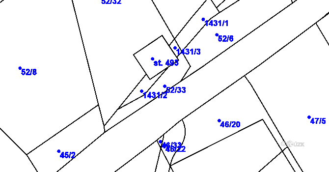 Parcela st. 52/33 v KÚ Kunčice u Letohradu, Katastrální mapa