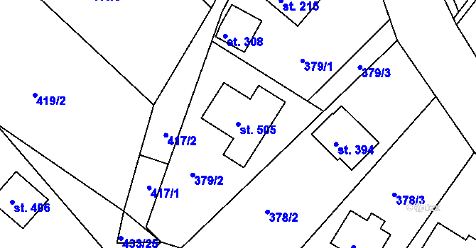 Parcela st. 505 v KÚ Kunčice u Letohradu, Katastrální mapa
