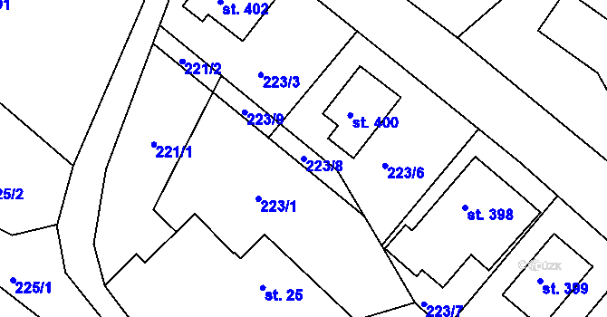 Parcela st. 223/8 v KÚ Kunčice u Letohradu, Katastrální mapa