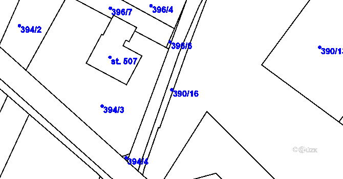 Parcela st. 390/16 v KÚ Kunčice u Letohradu, Katastrální mapa