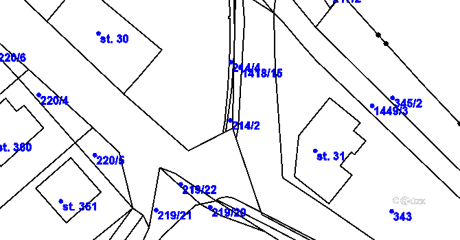 Parcela st. 214/2 v KÚ Kunčice u Letohradu, Katastrální mapa