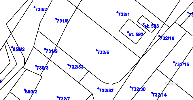 Parcela st. 732/6 v KÚ Kunčice u Letohradu, Katastrální mapa