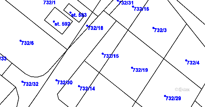 Parcela st. 732/15 v KÚ Kunčice u Letohradu, Katastrální mapa