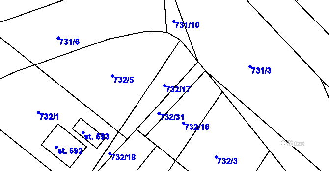 Parcela st. 732/17 v KÚ Kunčice u Letohradu, Katastrální mapa