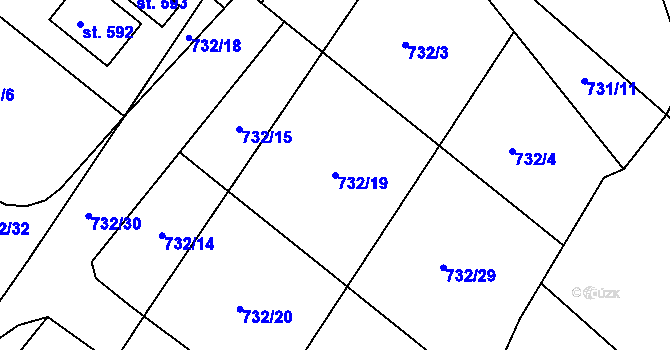 Parcela st. 732/19 v KÚ Kunčice u Letohradu, Katastrální mapa