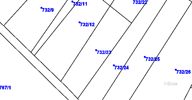 Parcela st. 732/23 v KÚ Kunčice u Letohradu, Katastrální mapa