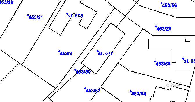 Parcela st. 577 v KÚ Kunčice u Letohradu, Katastrální mapa