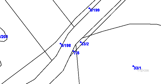 Parcela st. 33/2 v KÚ Kunčice u Letohradu, Katastrální mapa