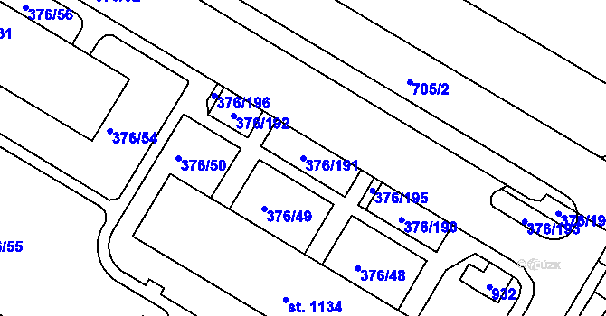 Parcela st. 376/191 v KÚ Letohrad, Katastrální mapa