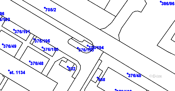 Parcela st. 376/194 v KÚ Letohrad, Katastrální mapa