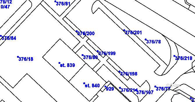 Parcela st. 376/199 v KÚ Letohrad, Katastrální mapa