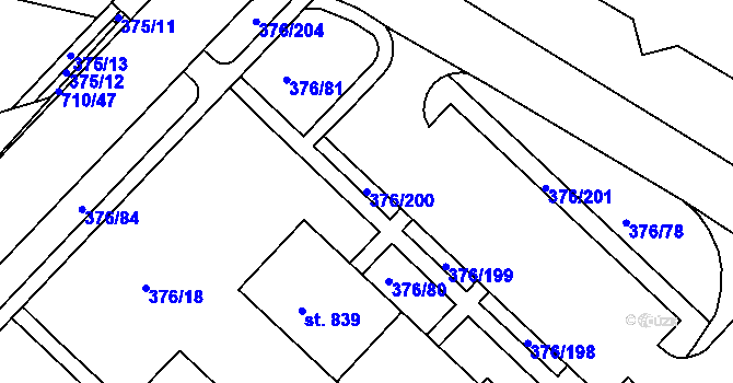Parcela st. 376/200 v KÚ Letohrad, Katastrální mapa