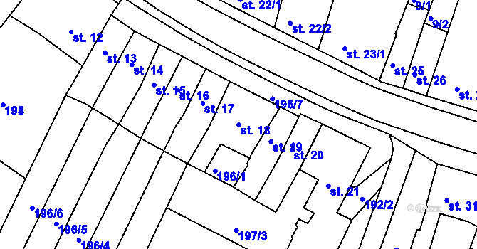Parcela st. 18 v KÚ Letohrad, Katastrální mapa