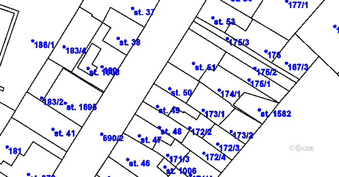 Parcela st. 50 v KÚ Letohrad, Katastrální mapa