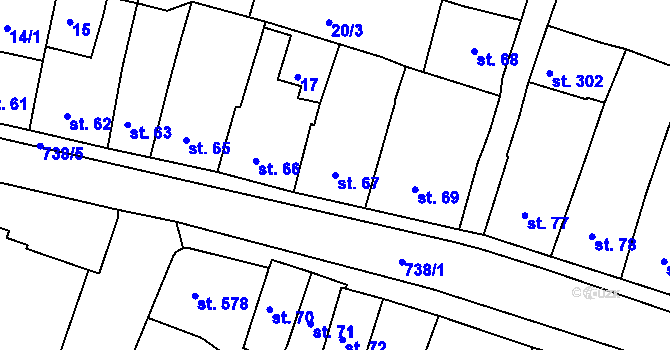 Parcela st. 67 v KÚ Letohrad, Katastrální mapa