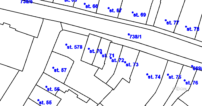 Parcela st. 71 v KÚ Letohrad, Katastrální mapa