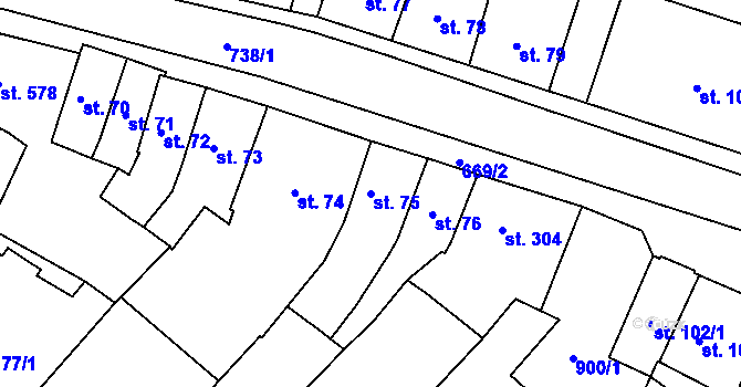 Parcela st. 75 v KÚ Letohrad, Katastrální mapa