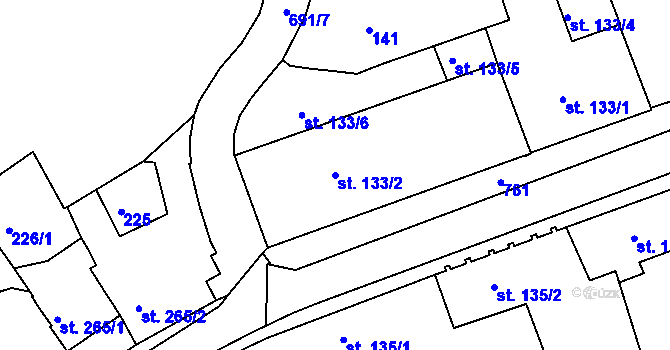Parcela st. 133/2 v KÚ Letohrad, Katastrální mapa