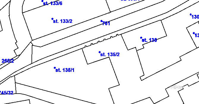 Parcela st. 135/2 v KÚ Letohrad, Katastrální mapa