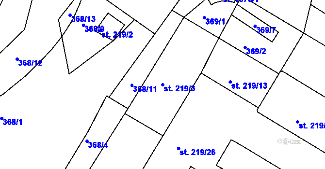 Parcela st. 219/3 v KÚ Letohrad, Katastrální mapa