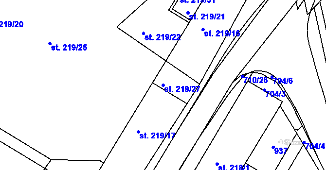 Parcela st. 219/27 v KÚ Letohrad, Katastrální mapa