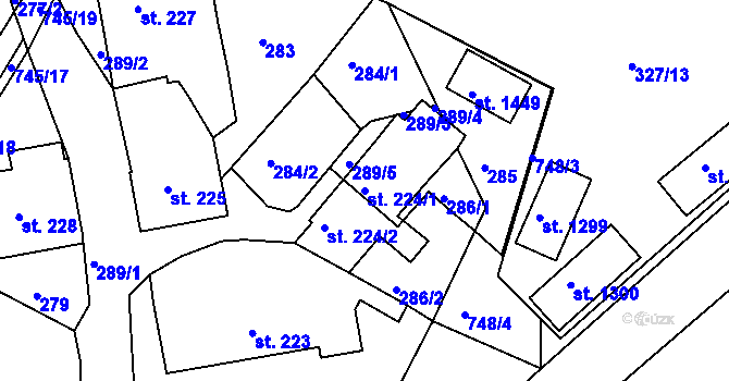 Parcela st. 224/1 v KÚ Letohrad, Katastrální mapa