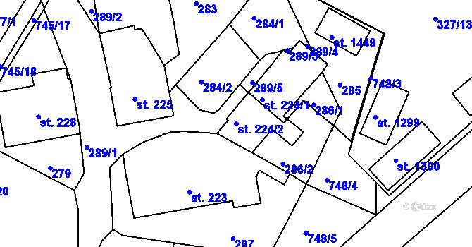 Parcela st. 224/2 v KÚ Letohrad, Katastrální mapa