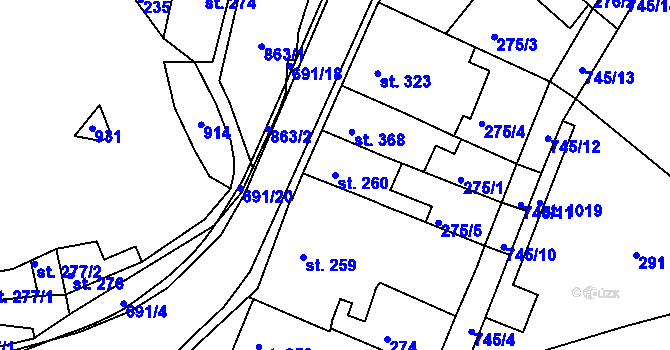 Parcela st. 260 v KÚ Letohrad, Katastrální mapa