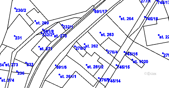 Parcela st. 262 v KÚ Letohrad, Katastrální mapa