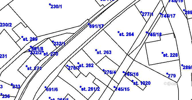 Parcela st. 263 v KÚ Letohrad, Katastrální mapa
