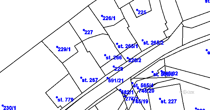 Parcela st. 266 v KÚ Letohrad, Katastrální mapa