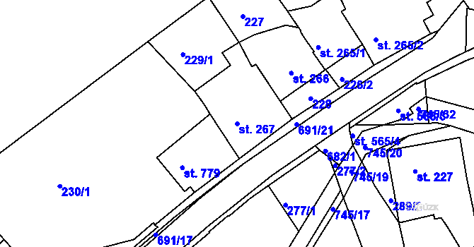 Parcela st. 267 v KÚ Letohrad, Katastrální mapa