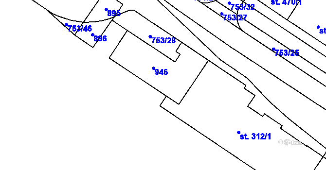 Parcela st. 312/2 v KÚ Letohrad, Katastrální mapa