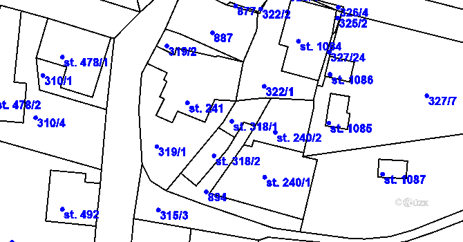 Parcela st. 318/1 v KÚ Letohrad, Katastrální mapa